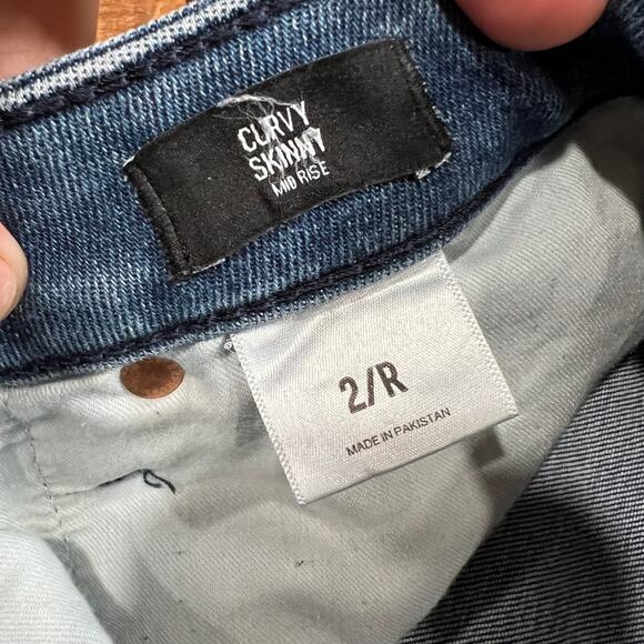 Express High Rise Button Fly Skinny Jeans Medium Wash Denim Women's Size 2R - Picture 5 of 8